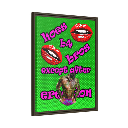 hoes b4 bros - framed canvas art (logo green)
