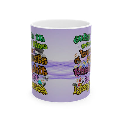 the bum's shit - White Mug (light blue-pink wave)