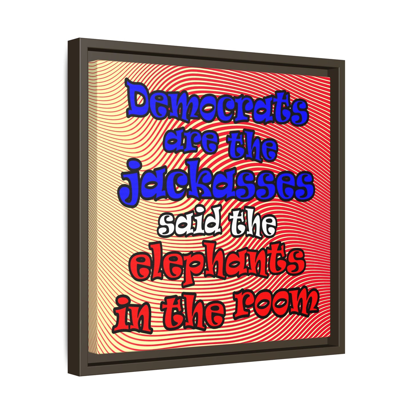 donkeys and elephants - framed canvas art (yellow-orange wave)
