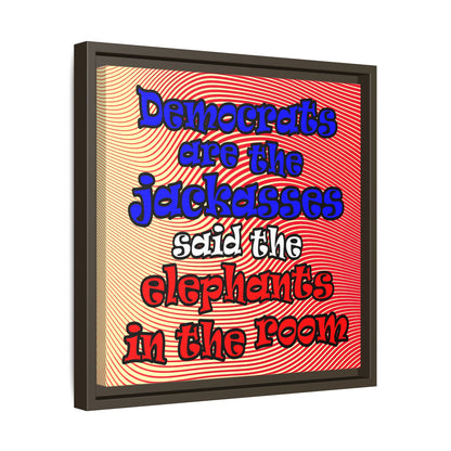 donkeys and elephants - framed canvas art (yellow-orange wave)