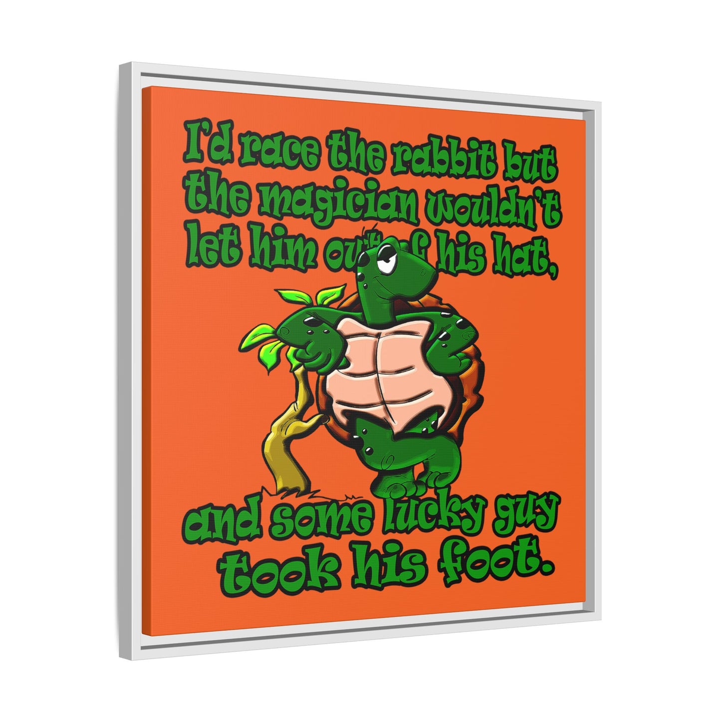 turtle race - framed canvas art (orange)