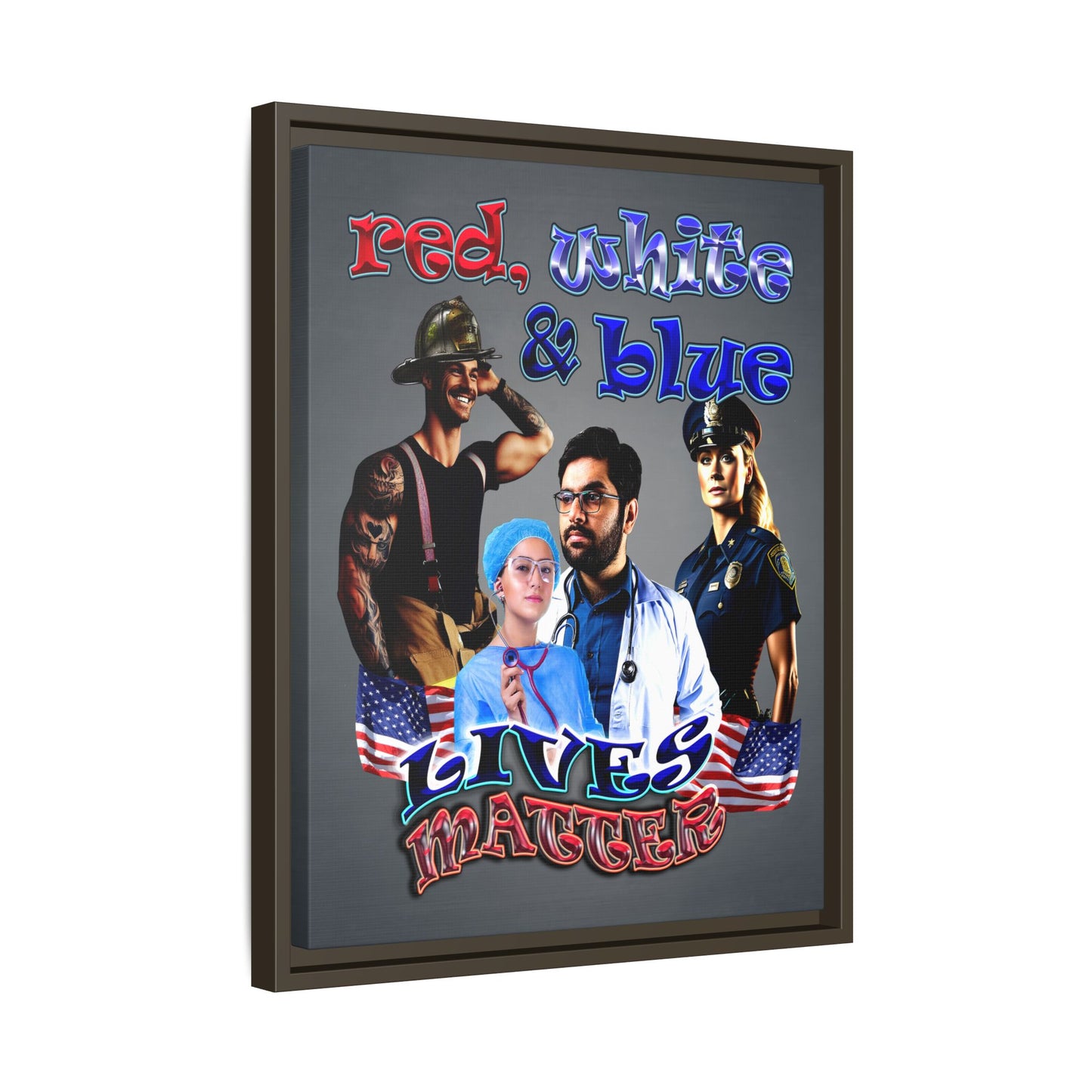 rw&b lives matter - framed canvas art (grey-light grey)
