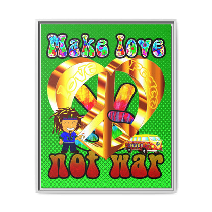 love peace - framed canvas art (logo green)