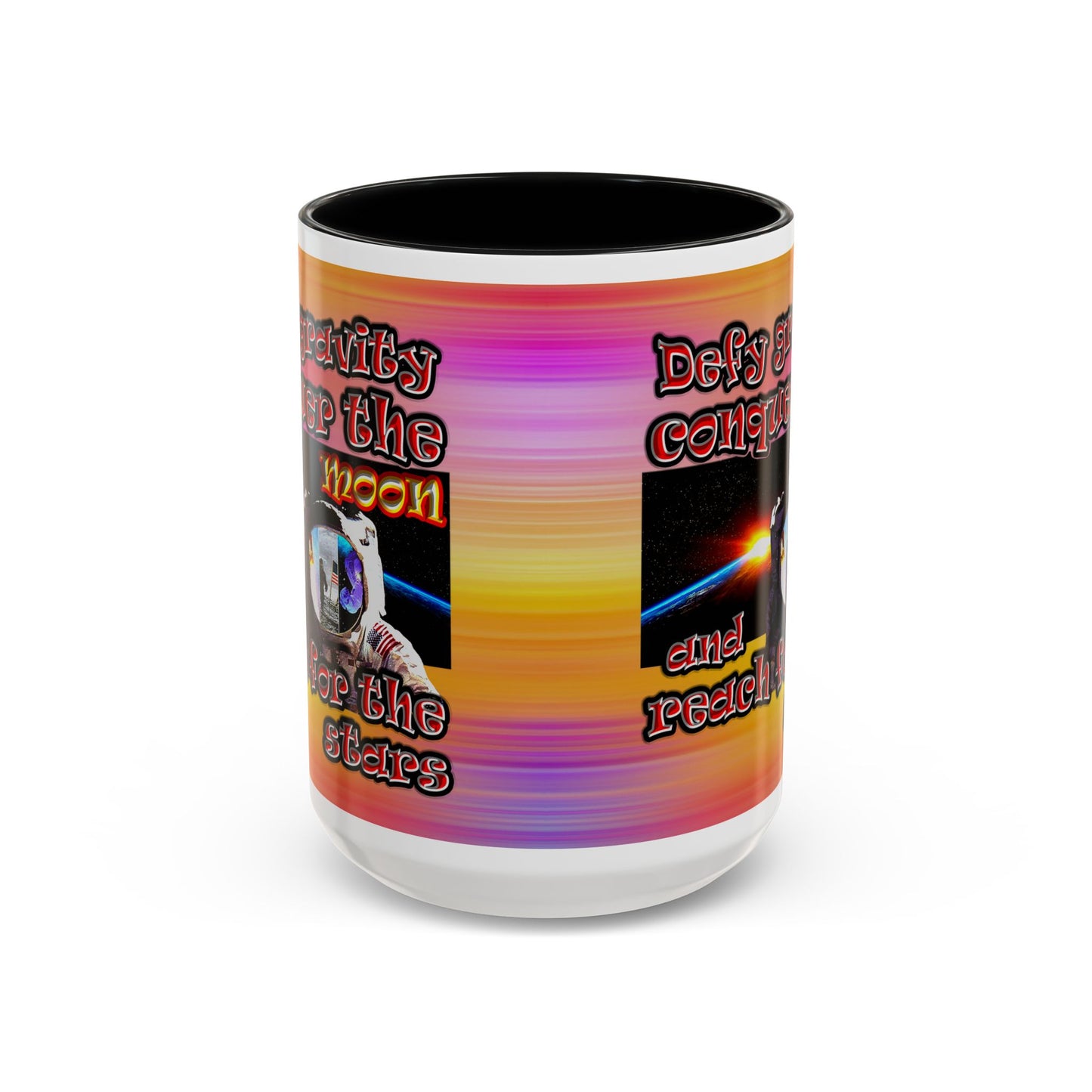 defy conquer reach - Accent Mug (color blur)