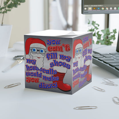 santa's shoes - note cube (brushed nickel)