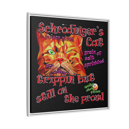 schrodinger's cat - framed canvas art (black)