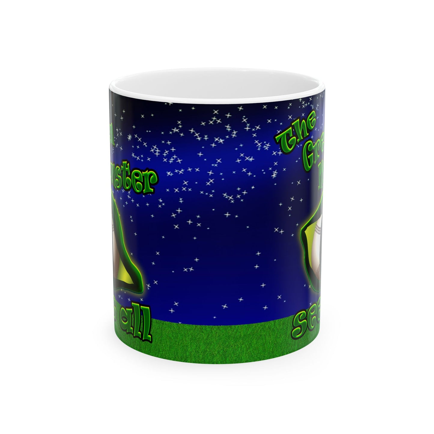 green monster - White Mug ('snoops' background)