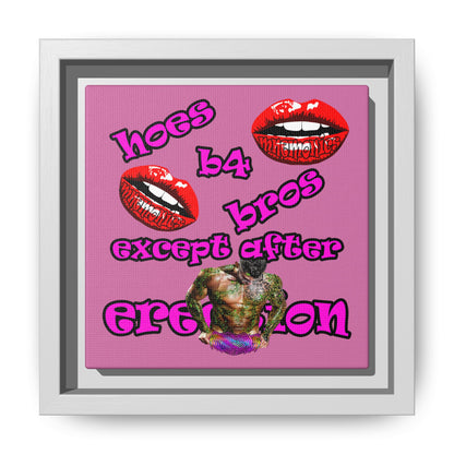 hoes b4 bros - framed canvas art (light pink)