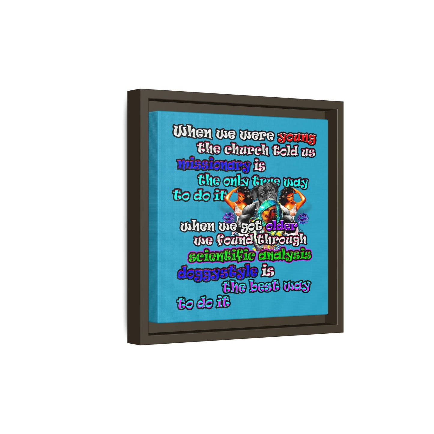 doggystyle - framed canvas art (turquoise)