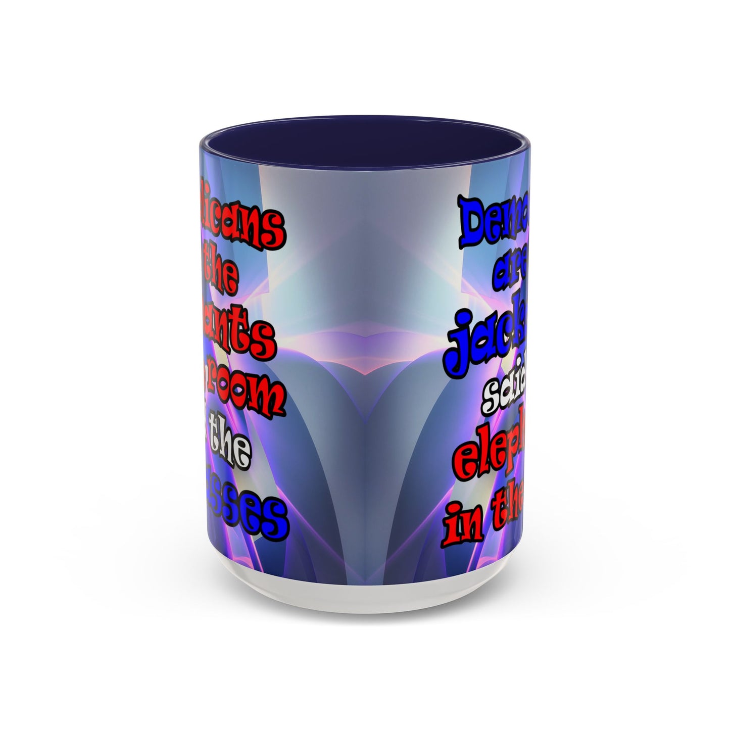 donkeys and elephants - Accent Mug (grey-pink wave)