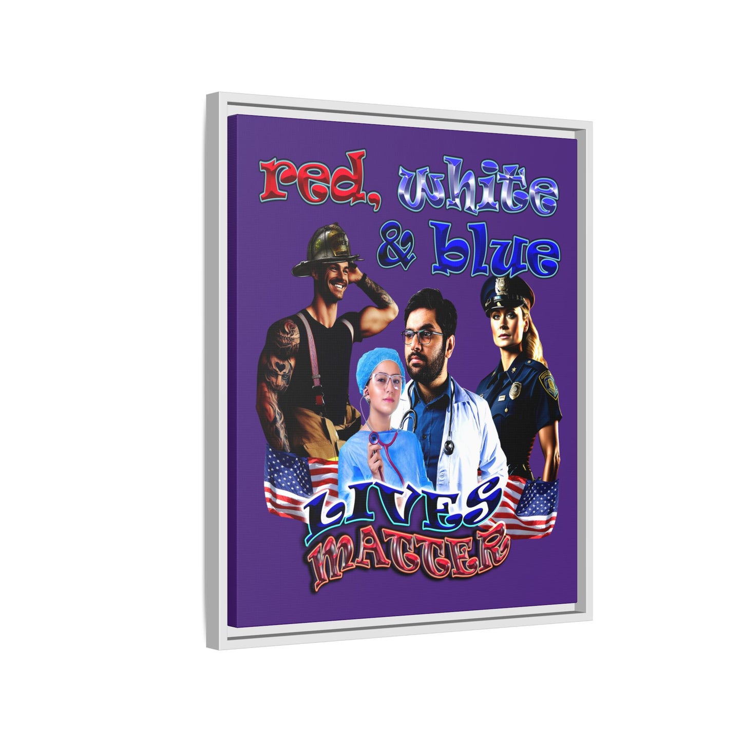 rw&b lives matter - framed canvas art (purple)