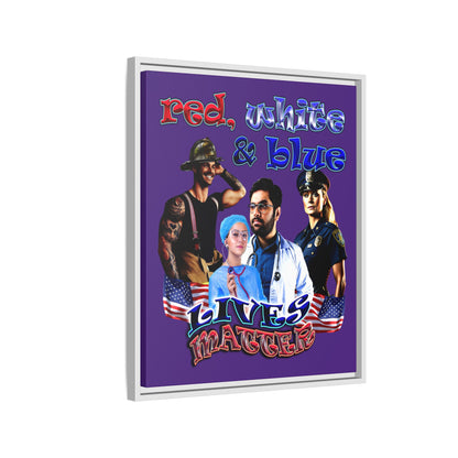 rw&b lives matter - framed canvas art (purple)