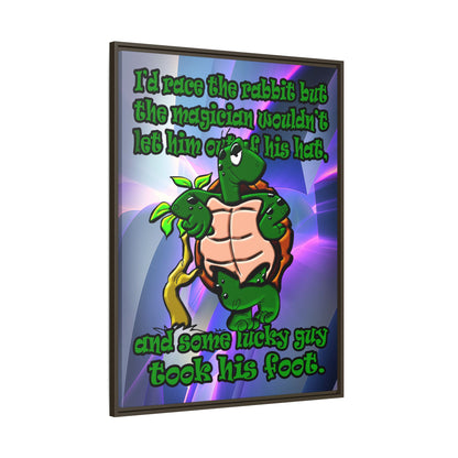 turtle race - framed canvas art (grey-pink wave)