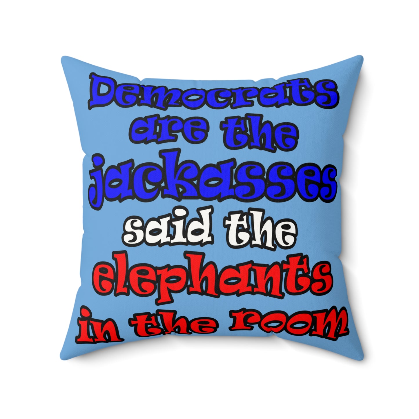 donkeys and elephants - Faux Suede Square Pillow - (light blue)