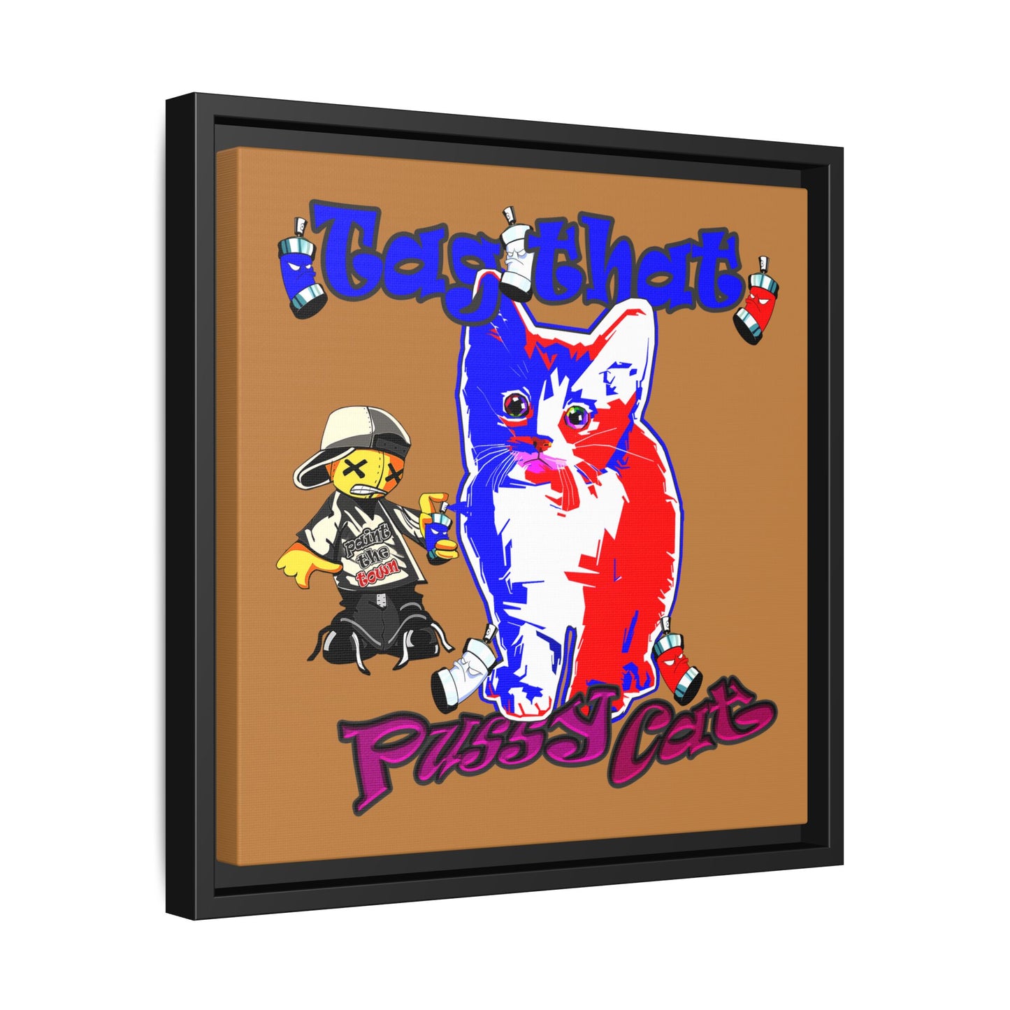 tag that - framed canvas art (light brown)