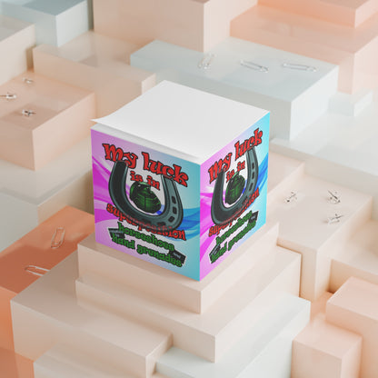 my luck - note cube (light blue-pink wave)
