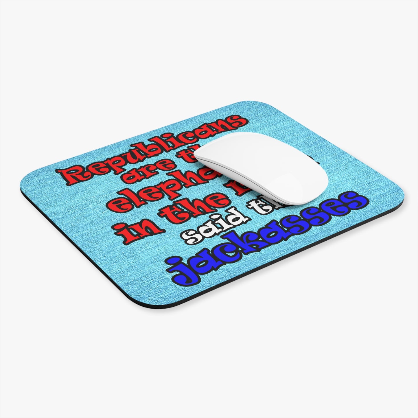 donkeys and elephants - Mouse Pad (Rectangle) (faded blue)
