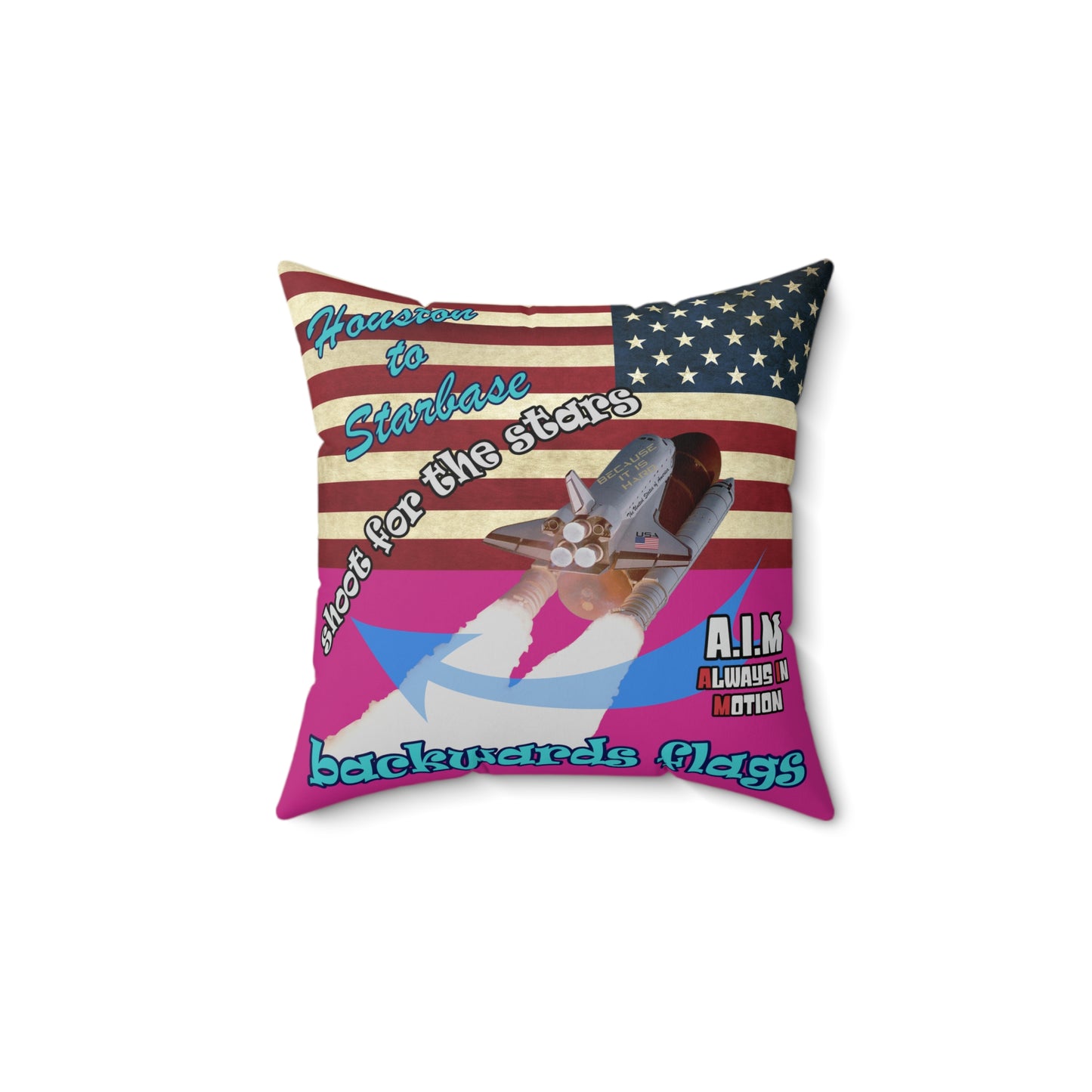 shoot for the stars - Spun Polyester Square Pillow - (pink)