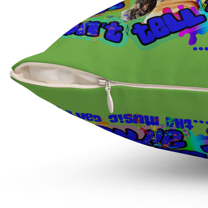 drop the beat - Spun Polyester Square Pillow - (green)