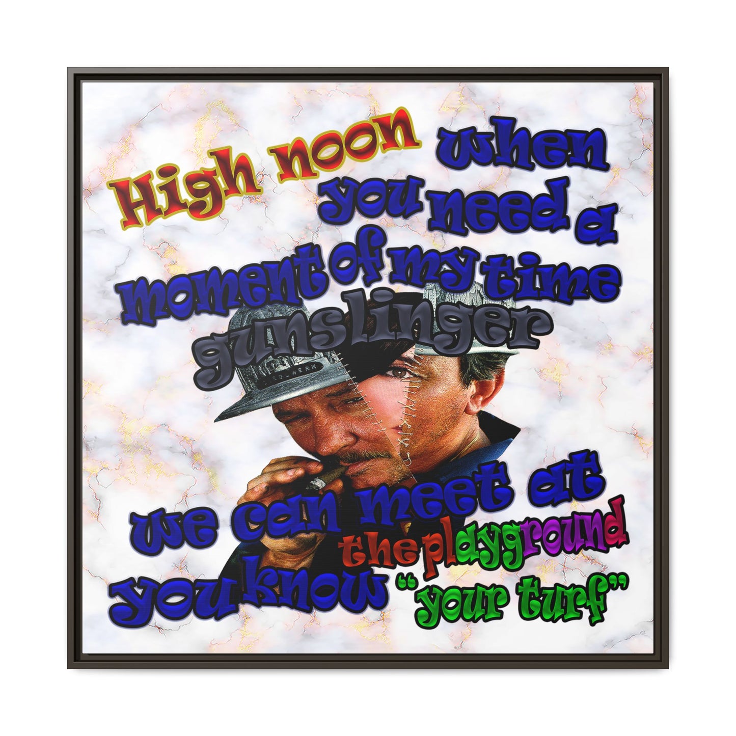 high noon - framed canvas art (white marble)