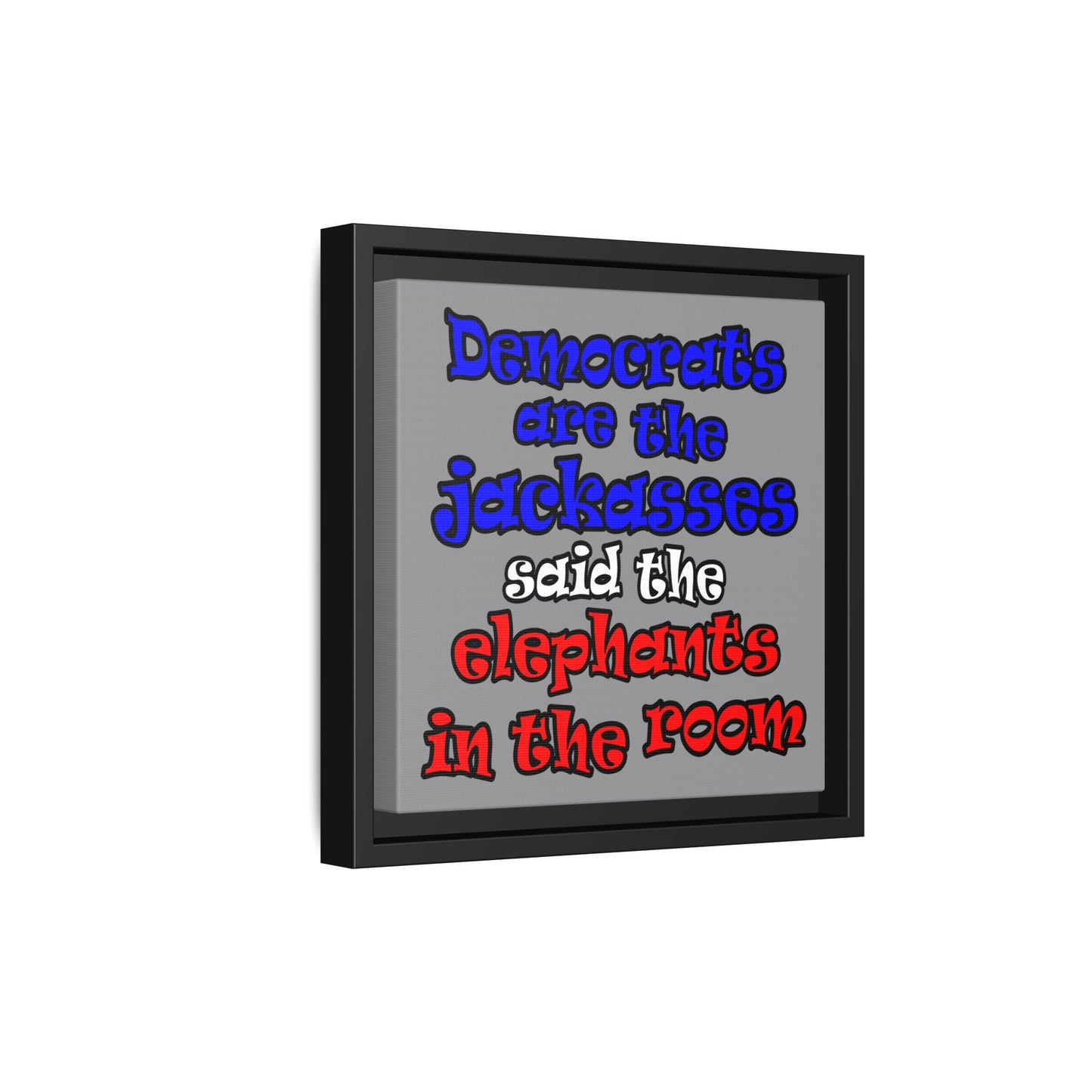 donkeys and elephants - framed canvas art (grey)