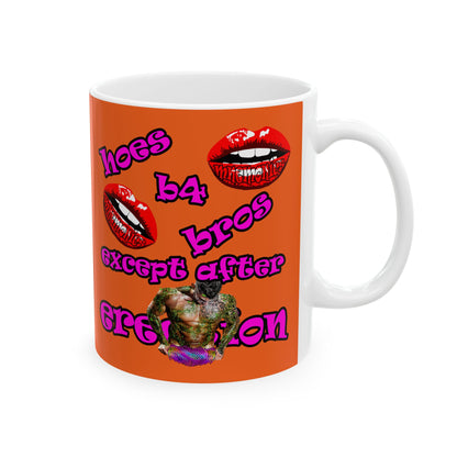hoes b4 bros - White Mug (orange)