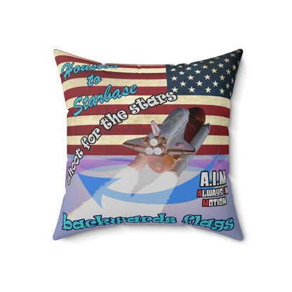 shoot for the stars - Spun Polyester Square Pillow - (light blue-pink wave)