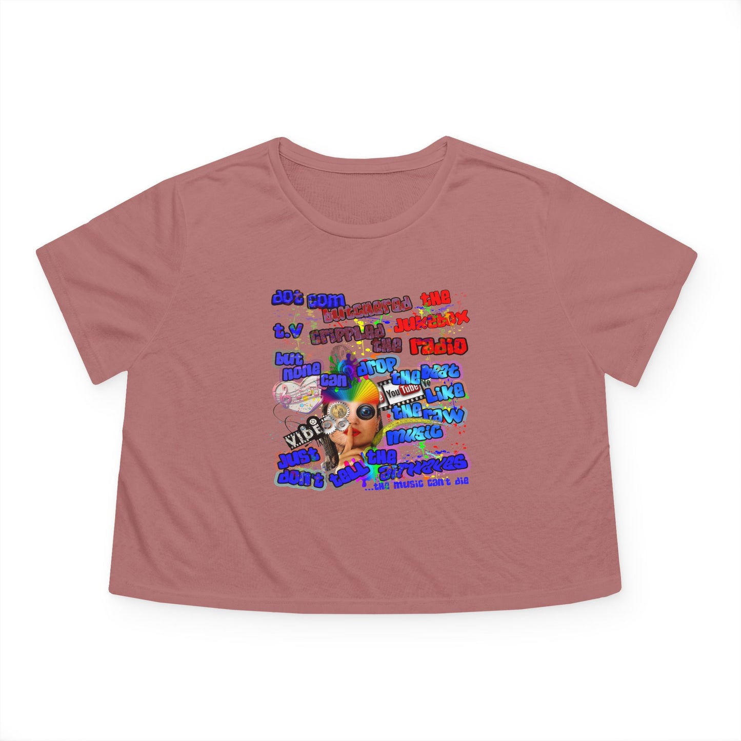 drop the beat - Women's Flowy Cropped Tee