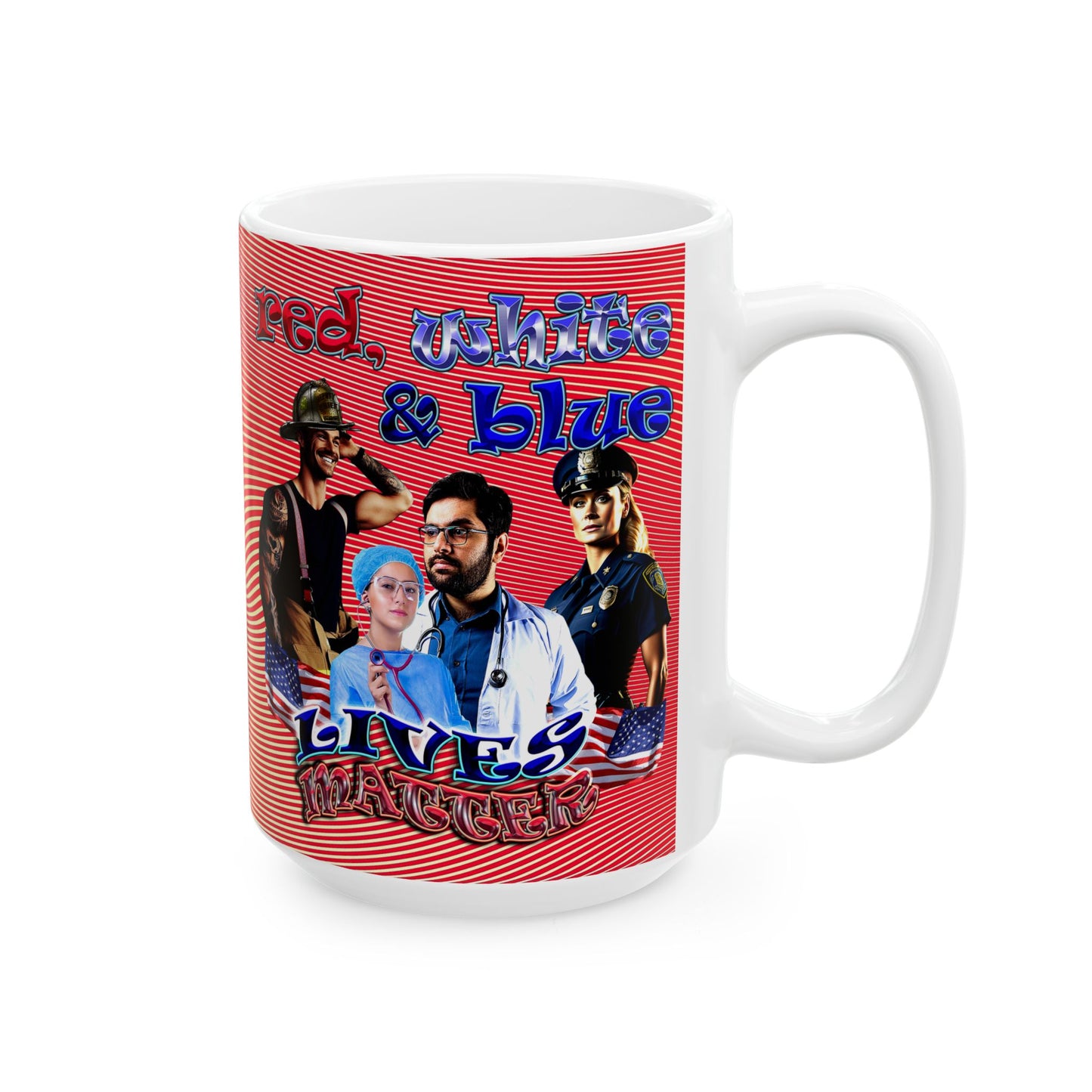 rw&b lives matter - White Mug (yellow-orange wave)
