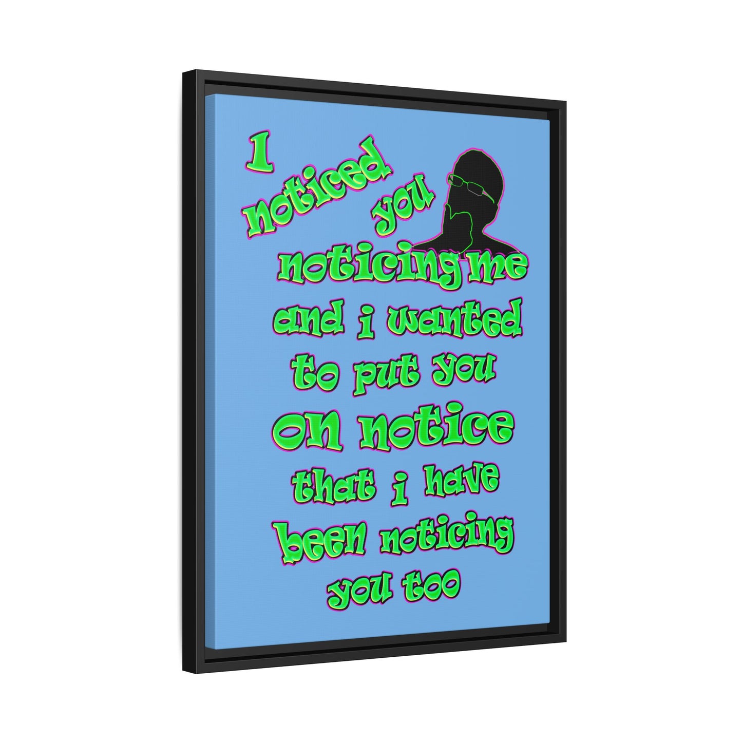 noticed you noticing - framed canvas art (light blue)
