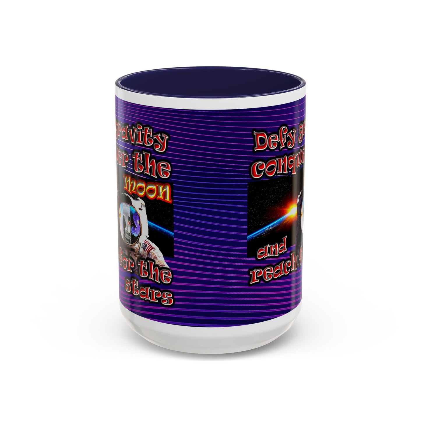 defy conquer reach - Accent Mug (purple wave)