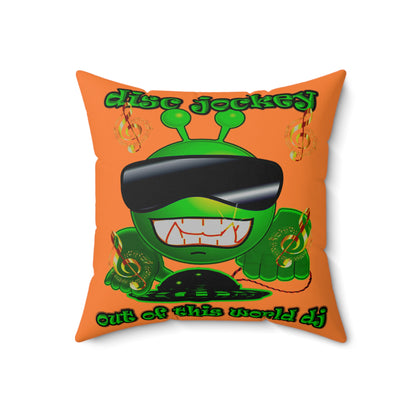 disc jockey - Spun Polyester Square Pillow - (crusta)