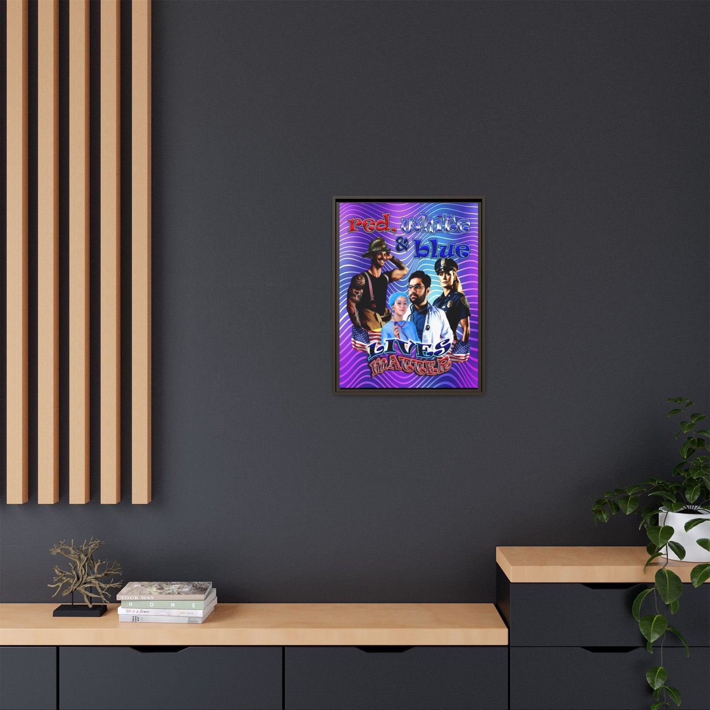 rw&b lives matter - framed canvas art (purple wave)