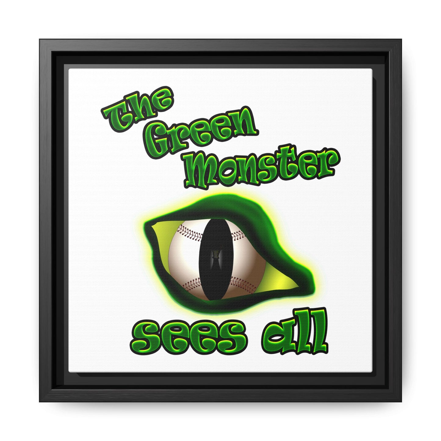 green monster - framed canvas art (white)