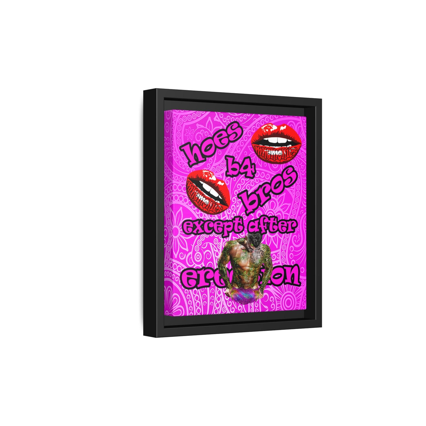 hoes b4 bros - framed canvas art (pink swirl)