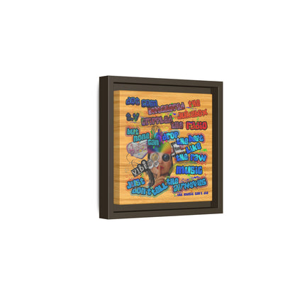 drop the beat - framed canvas art (butterscotch wood finish)