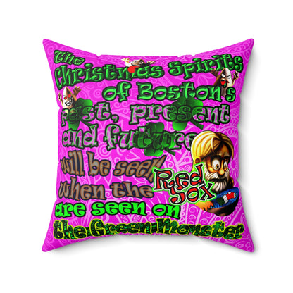 christmas spirits of boston - Faux Suede Square Pillow - (pink swirl)