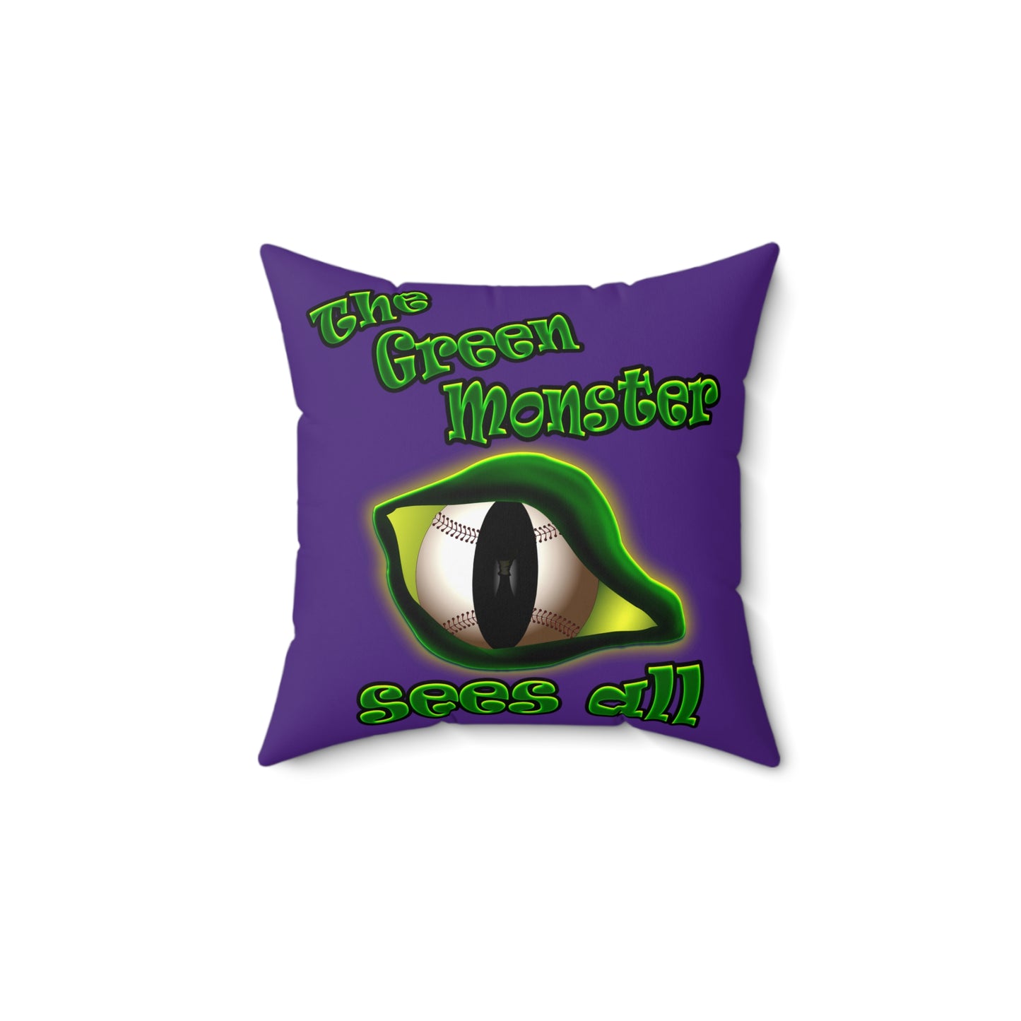 green monster - Spun Polyester Square Pillow - (purple)