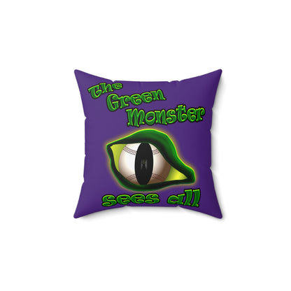 green monster - Spun Polyester Square Pillow - (purple)