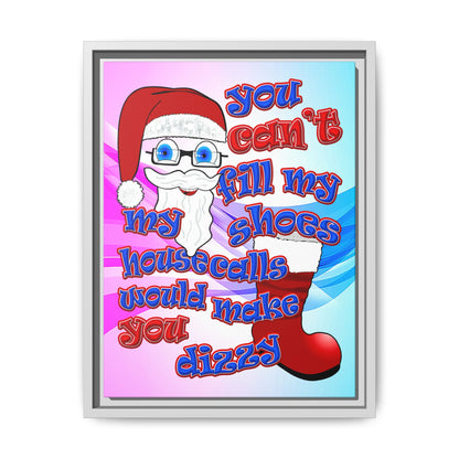 santa's shoes - framed canvas art (light blue-pink wave)
