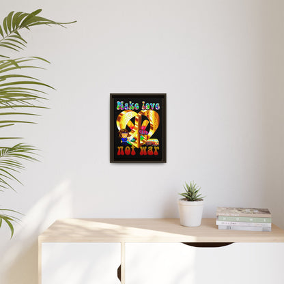 love peace - framed canvas art (black)