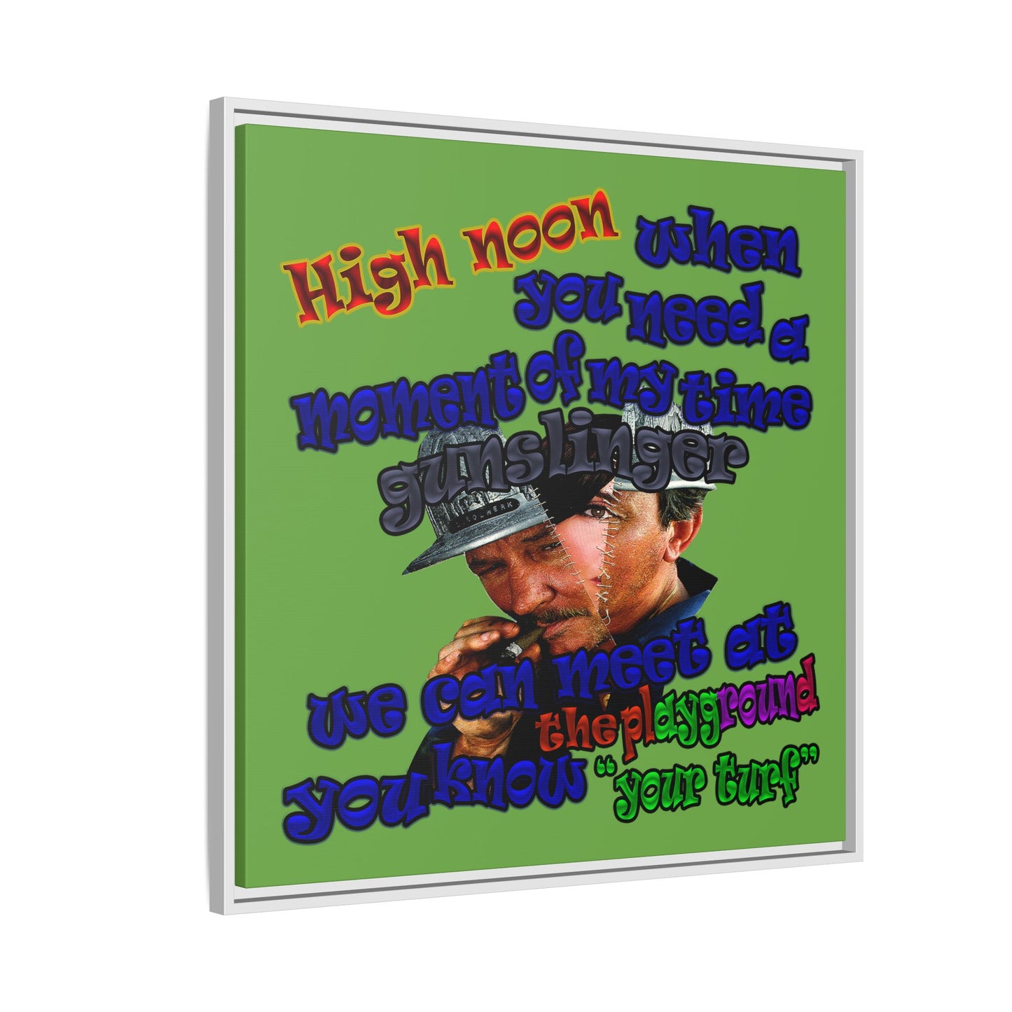 high noon - framed canvas art (green)