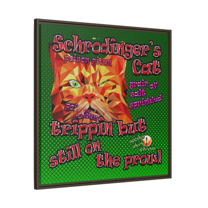 schrodinger's cat - framed canvas art (logo green)