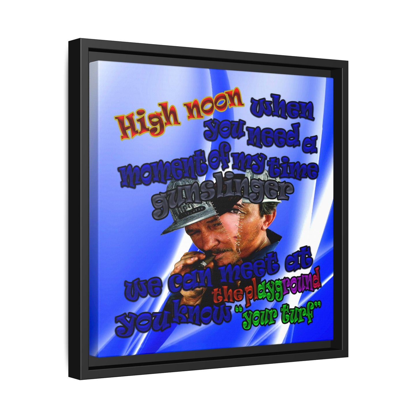 high noon - framed canvas art (blue-white wave)
