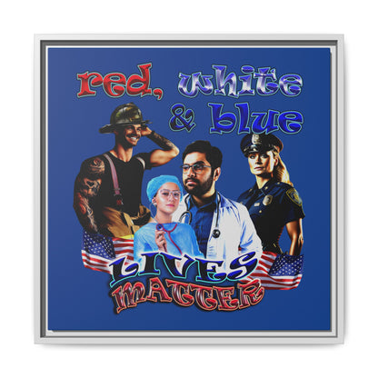 rw&b lives matter - framed canvas art (dark blue)