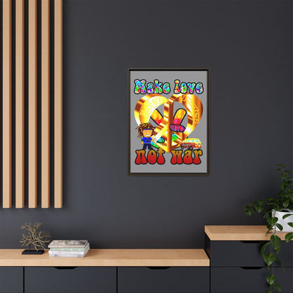 love peace - framed canvas art (grey)
