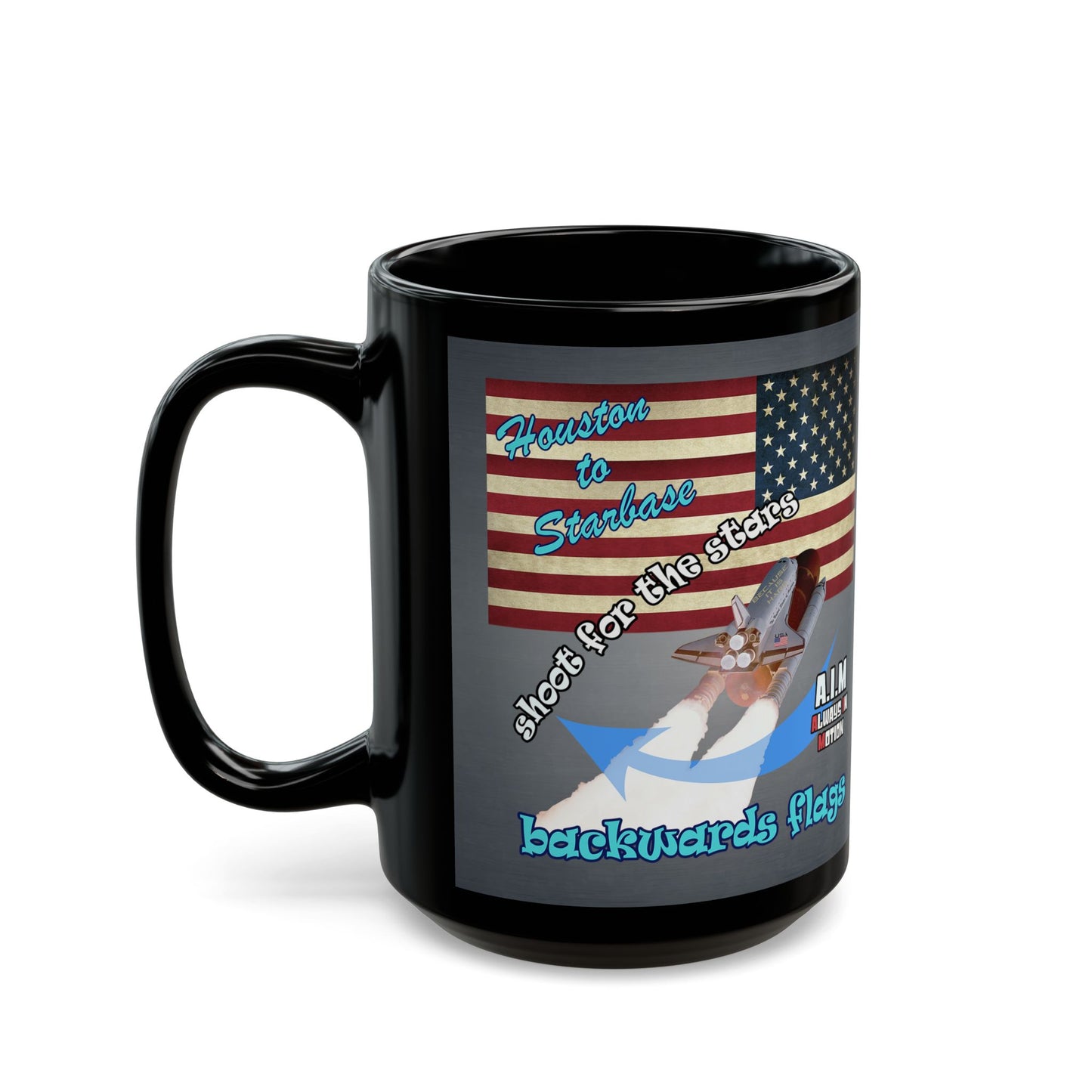 shoot for the stars - Black Mug (grey-light grey)