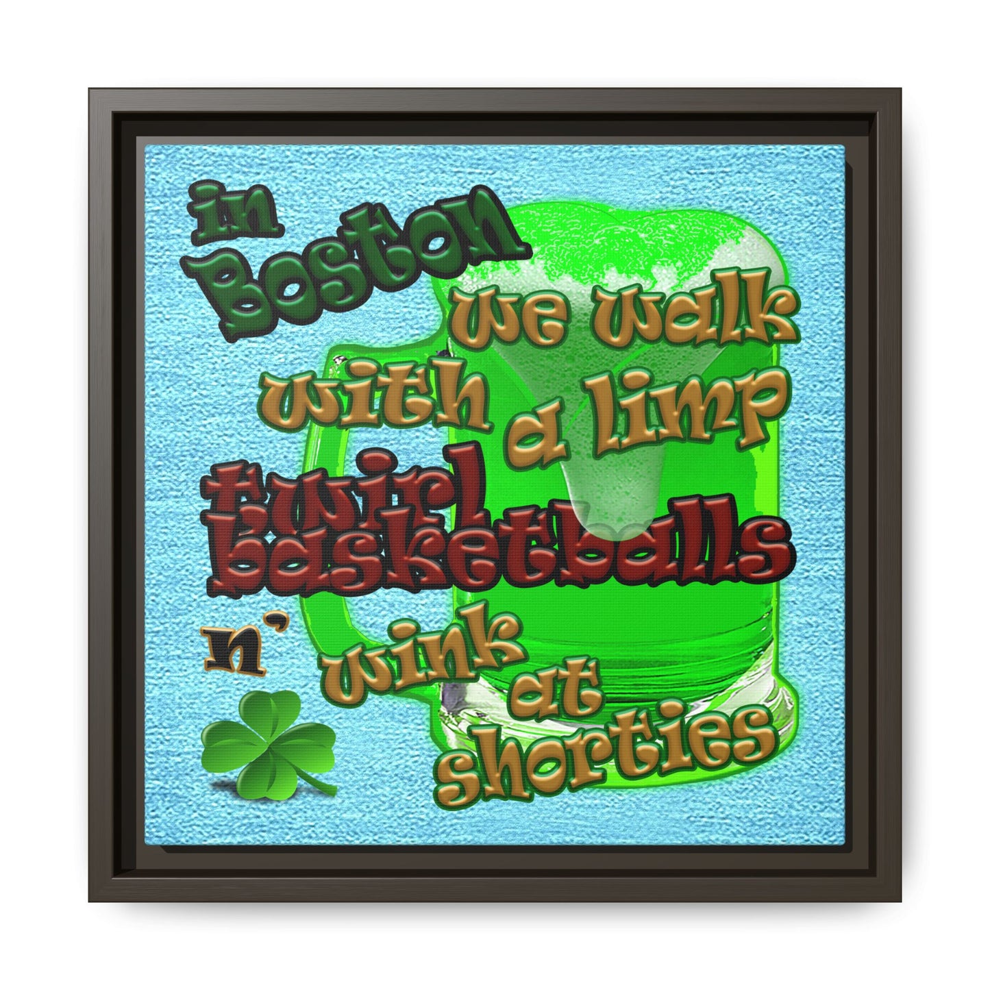 celtics logo - framed canvas art (faded blue)