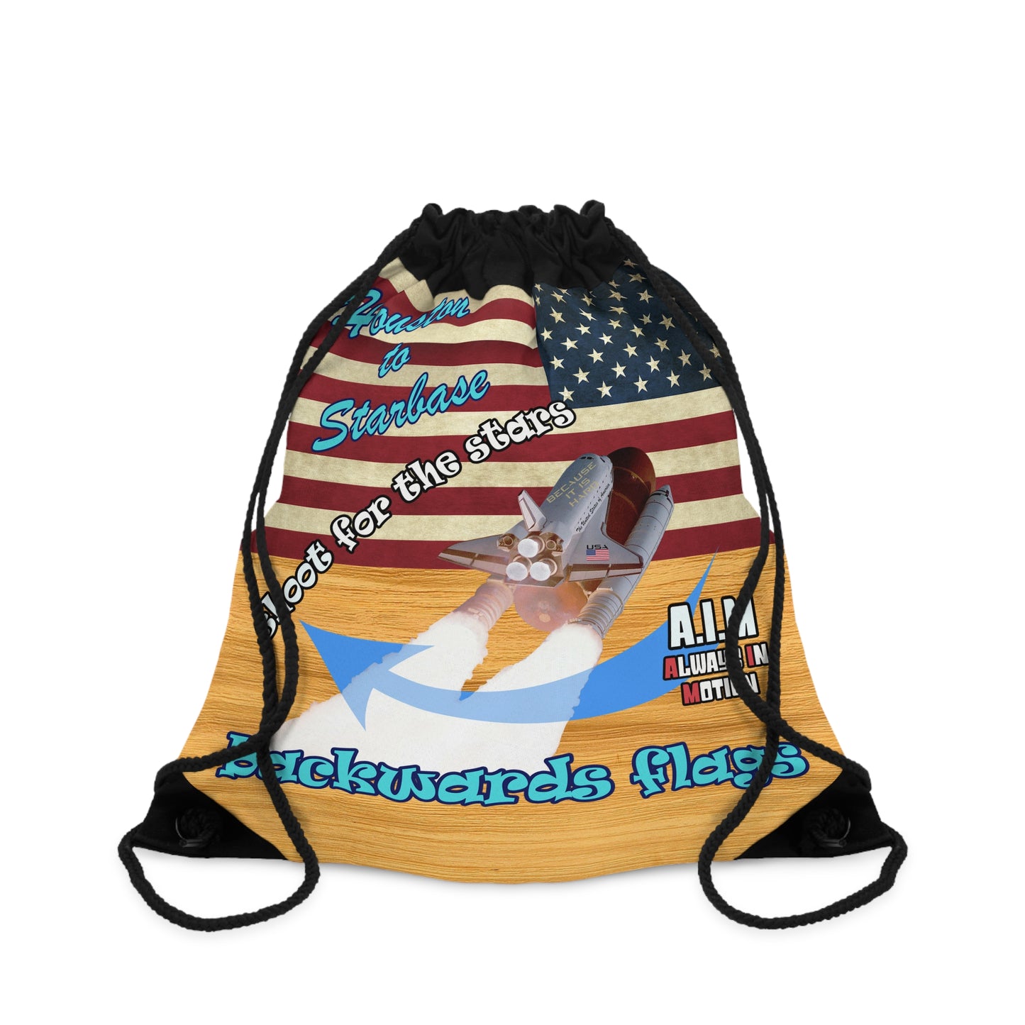 shoot for the stars - Drawstring Bag (butterscotch wood finish)