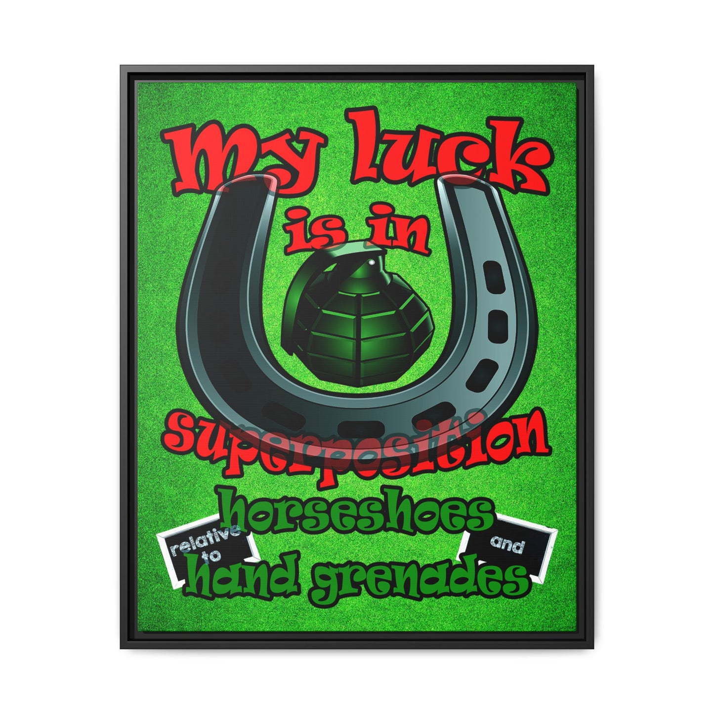 my luck - framed canvas art (green turf)